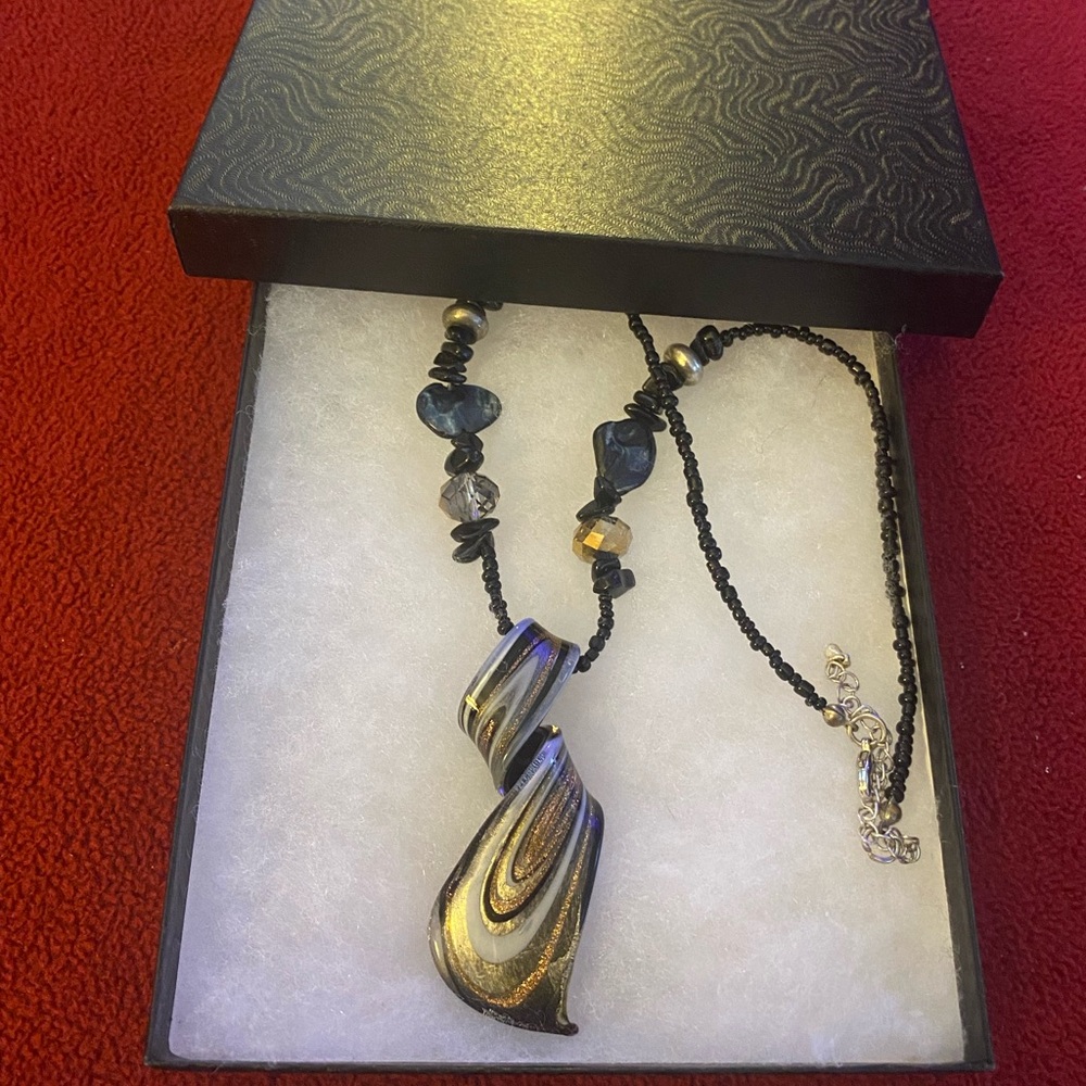 Murano Black and Silver Artistic Necklace